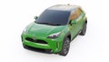 Tokyo, Japan. April 20, 2022: Toyota Yaris Cross 2020. Compact green SUV with a hybrid engine and four-wheel drive for