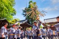 People parade through a street to Nezu-jinja shrine in Bunkyo Azalea Festival in Tokyo, japan Royalty Free Stock Photo