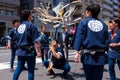 People parade through a street to Nezu-jinja shrine in Bunkyo Azalea Festival in Tokyo, japan Royalty Free Stock Photo