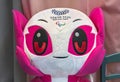 Giant face of the pink plush of Japanese mascot of Tokyo 2020 Summer Paralympics Games.