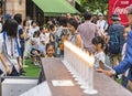 Event for the Tokyo Olympic Games in 2020. Passers-by could test Karate candle to rediscover the limits exceeded by athletes