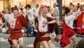 Japanese performers dancing traditional Awaodori dance in the famous Koenji Awa Odori festival, Tokyo, Japan