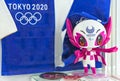 Plastic figurine of the mascot someity used for the Tokyo 2020 Paralympic Games.