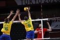Tokyo2020 Olympic Games, Brazil an Russia men`s volleyball Royalty Free Stock Photo