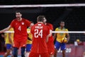 Tokyo2020 Olympic Games, Brazil an Russia men`s volleyball Royalty Free Stock Photo