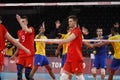 Tokyo2020 Olympic Games, Brazil an Russia men`s volleyball Royalty Free Stock Photo