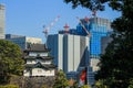 Authentic building in the territory by the Emperor palace of Japan on background of skyscrapers. Royalty Free Stock Photo
