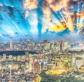 Tokyo, Japan. Beautiful aerial view of city buildings at night Royalty Free Stock Photo