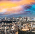 Tokyo, Japan. Beautiful aerial view of city buildings at night Royalty Free Stock Photo