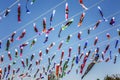 Tokyo, Japan, 04/13/2019: Beautifully decorated Sk Tree Square. Bright blue sky, sunny day. Beautiful cityscape