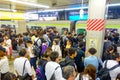 TOKYO, JAPAN - CIRCA MAY 2014: Passengers hurry at Ikebukuro station in Tokyo, Japan. Ikebukuru is the second-busiest
