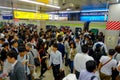 TOKYO, JAPAN - CIRCA MAY 2014: Passengers hurry at Ikebukuro station in Tokyo, Japan. Ikebukuru is the second-busiest