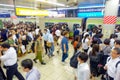 TOKYO, JAPAN - CIRCA MAY 2014: Passengers hurry at Ikebukuro station in Tokyo, Japan. Ikebukuru is the second-busiest