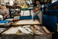 Tokyo, Japan - Circa May 2016 - The Tsukiji Fish Market in Tokyo