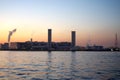 Night view of factories along Tanabe canal in Kawasaki just after the sunset