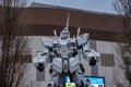 Gundam moving robot statue in Odaiba performing show