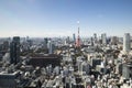 TOKYO, JAPAN - 19 FEBRUARY 2015 - The city of Tokyo, Tokyo tower Royalty Free Stock Photo