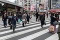 TOKYO, JAPAN - FEBRUARY 5, 2019: Tokyo Cityscape. People walks on Crossing. Shinjuku area. Japan