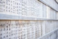 TOKYO, JAPAN - February 21, 2016 : Japanese characters carved wood in shrines at Japan on February 21, 2016, Royalty Free Stock Photo