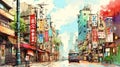 Tokyo Japan illustration - made with Generative AI tools Royalty Free Stock Photo