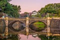 Tokyo, Japan at the Imperial Palace Moat and Bridge Royalty Free Stock Photo