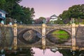 Tokyo, Japan at the Imperial Palace moat and bridge Royalty Free Stock Photo