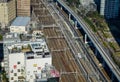 Aerial view of railway tracks in Tokyo, Japan Royalty Free Stock Photo