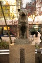 Tokyo, Japan - Jan 17, 2023: Unidentified people at Bronze statue of Hachiko at Shibuya Station.