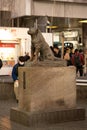 Tokyo, Japan - Jan 17, 2023: Unidentified people at Bronze statue of Hachiko at Shibuya Station.