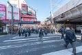 TOKYO, JAPAN - JANUARY 28, 2017: Ameyoko Shopping Street in Tokyo. Ameyoko is a busy market street along the Yamanote Line tracks Royalty Free Stock Photo