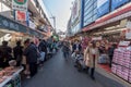 TOKYO, JAPAN - JANUARY 28, 2017: Ameyoko Shopping Street in Tokyo. Ameyoko is a busy market street along the Yamanote Line tracks Royalty Free Stock Photo