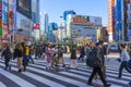 Crowd of undefined people crossing streets at Shinjuku road in Tokyo, Japan Royalty Free Stock Photo