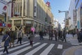 Crowd of undefined people crossing streets at Shinjuku road in Tokyo, Japan Royalty Free Stock Photo