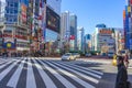 Crowd of undefined people crossing streets at Shinjuku road in Tokyo, Japan Royalty Free Stock Photo