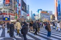 Crowd of undefined people crossing streets at Shinjuku road in Tokyo, Japan Royalty Free Stock Photo