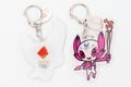 2020 Tokyo Olympic Mascot Miraitowa back and Someity front keychain official licensed Royalty Free Stock Photo