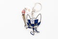 2020 Tokyo Olympic Mascot Miraitowa keychain official licensed. Copy space. Isolated on white background