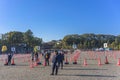 Police security check for the appearance on the occasion of the New Year of Their Majesties the Emperor and Empress of Japan in Royalty Free Stock Photo