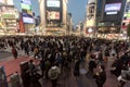 TOKYO, JAPAN - JANUARY 28, 2017: Shibuya District in Tokyo. Famous and busiest intersection in the world, Japan. Shibuya Crossing Royalty Free Stock Photo