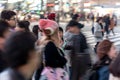 TOKYO, JAPAN - JANUARY 28, 2017: Shibuya District in Tokyo. Famous and busiest intersection in the world, Japan. Shibuya Crossing. Royalty Free Stock Photo