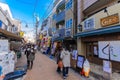 Tokyo, Japan - January 27, 2016: Yanaka Ginza.a shopping street which best represents the shitamachi flavor of the Yanaka District Royalty Free Stock Photo