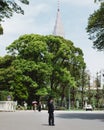 Tokyo, Japan - Japanese police officer at the gate of Meiji Shrine. Royalty Free Stock Photo