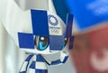 Closeup on the figurine mascot Miraitowa of Tokyo 2020 Olympic and Paralympic Games. Royalty Free Stock Photo