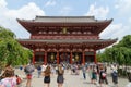 TOKYO, JAPAN -JULY, 2018: Many tourists at Senso-ji Buddhist Temple - located in Asakusa district. Senso-ji Temple is symbol of As