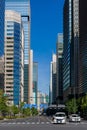 TOKYO, JAPAN - JULY 16 2023: Near deserted streets and roads in central Tokyo as the population shelters indoors from the hot,