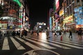 Pedestrian crossing near Kabukicho Shinjuku in Tokyo, Japan, at midnight