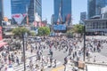 Tokyo, Japan - July 29, 2023: Shibuya pedestrian crossings. Shibuya landmark in Tokyo