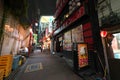 Shinjuku Omoide Yokocho in Tokyo, Japan, at midnight