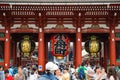 Tokyo, Japan - June 17, 2015 : Crowd of Hatsumode at Asakusa in Tokyo, Japan.The Sensoji temple in Asakusa area is the oldest temp