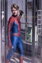 Tokyo, Japan - June 15, 2019: Man in superhero costume comic marvel spiderman on the street